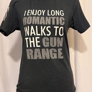 Graphic Tee - 'I Enjoy Long Romantic Walks to the Gun Range' - Black